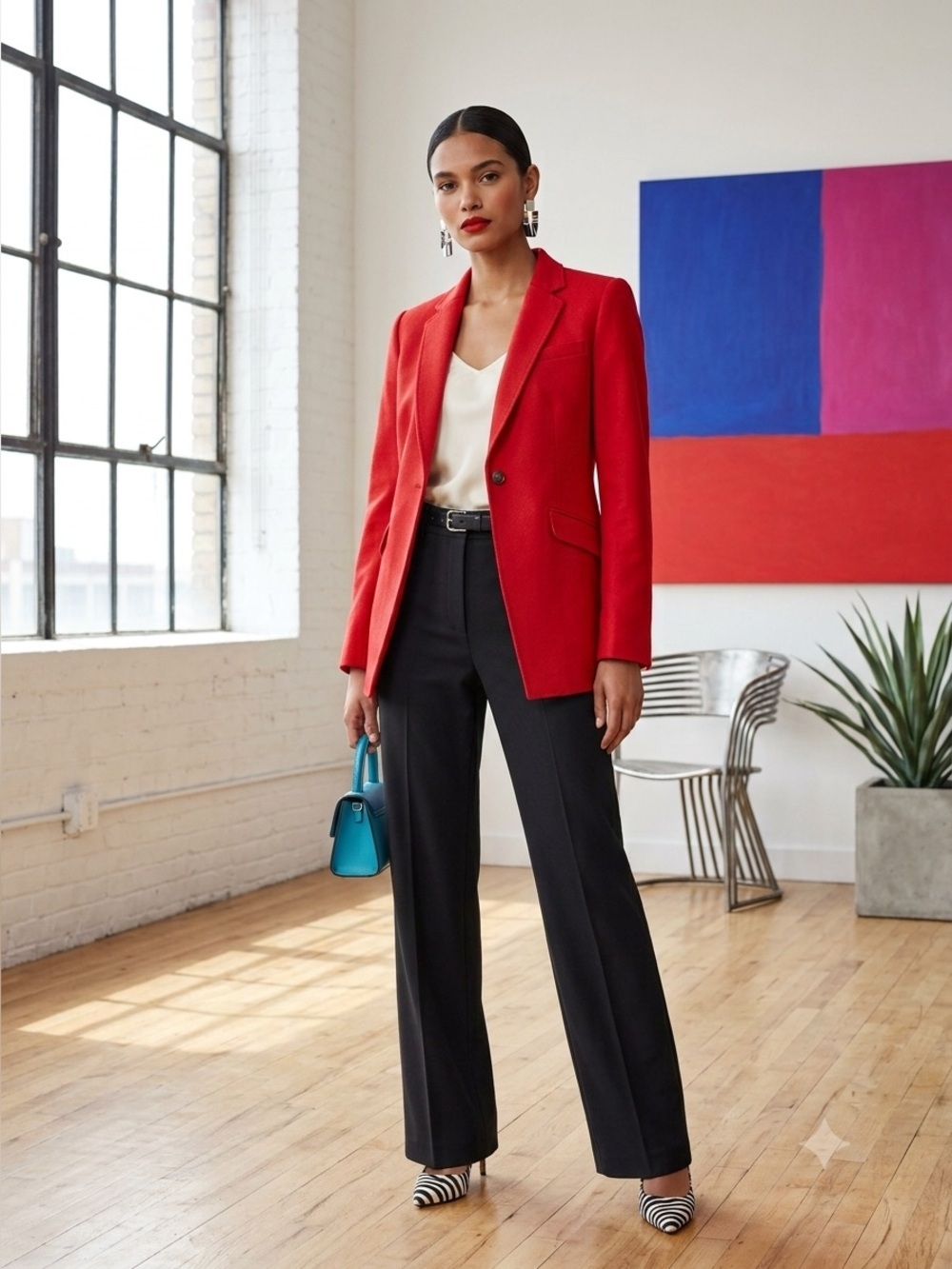 Rag & Bone Red Cotton Tailored Single-Button Blazer - US 2